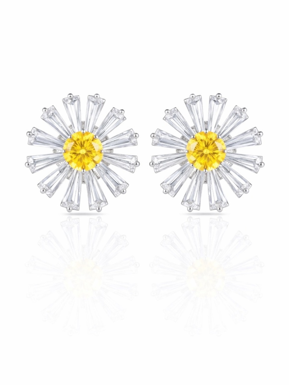 Swarovski Crystals Yellow & Silver Flower Earrings The Pissla